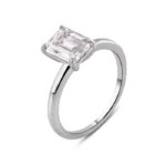Silver Baguette 2 Carat Moissanite Stone Engagement Ring - IFJR00018