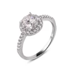 925 Sterling Silver Rhodium Moissanite Stone Engagement Halo Ring - IFJR00010