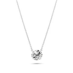 Silver Moissanite Stone Solitaire Necklace - IFJN00015