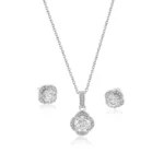 Rhodium Plated 925 Sterling Silver Round Moissanite 0.5 Carat Earring and 1 Carat Necklace Sets - IFJS00002