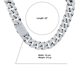 "BIG BOY" SILVER MOISSANITE 18MM CHAIN I IFJ991581
