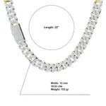 "CHYNA" SILVER MOISSANITE 12MM CUBAN CHAIN | IFJ991432