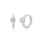 Rhodium Plated 925 Sterling Silver Moissanite Hoop Earring - MDGEIFJ00001