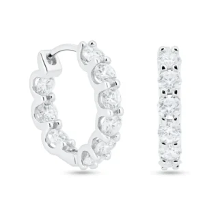 925 Sterling Silver Moissanite Stone Hoop Earrings