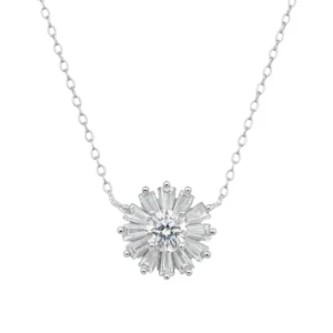 925 Sterling Silver Radiant Burst Moissanite 11.3mm Adjustable Pendant Necklace - MDGPIFJ00005